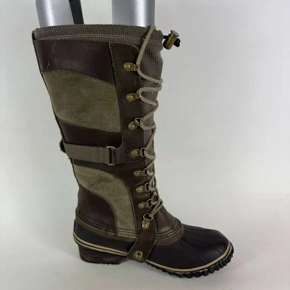 SOREL Conquest Carly Winter Boots Women's 6 Black Lace Up Waterproof NL2033-208