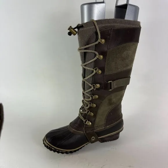 SOREL Conquest Carly Winter Boots Women's 6 Black Lace Up Waterproof NL2033-208