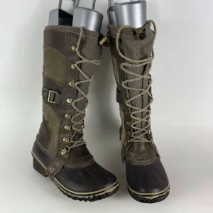 SOREL Conquest Carly Winter Boots Women's 6 Black Lace Up Waterproof NL2033-208
