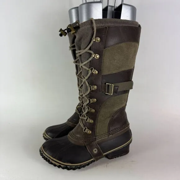 SOREL Conquest Carly Winter Boots Women's 6 Black Lace Up Waterproof NL2033-208