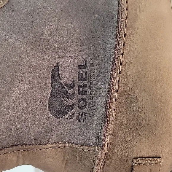 Sorel Cozy Joan Leather Boots with Faux Fur Trim &quot;Quarry&quot; Size 7
