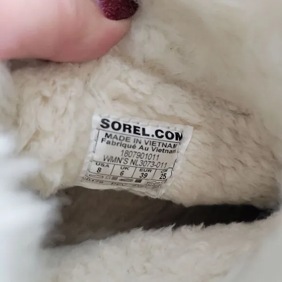 Sorel Cream Faux Fur Black Suede Out N About Winter Boots