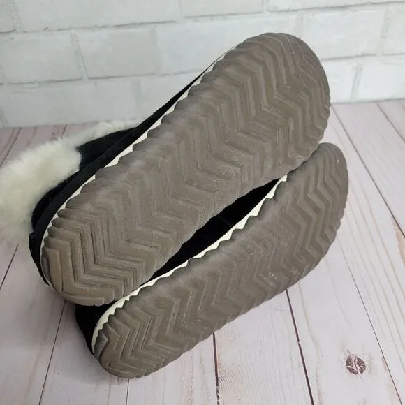 Sorel Cream Faux Fur Black Suede Out N About Winter Boots