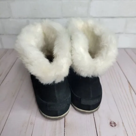 Sorel Cream Faux Fur Black Suede Out N About Winter Boots