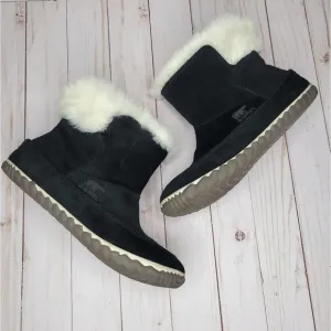 Sorel Cream Faux Fur Black Suede Out N About Winter Boots