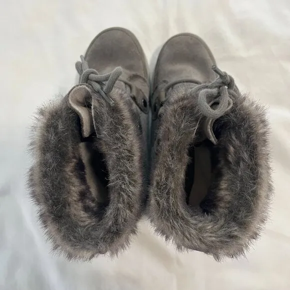 Sorel Dark Gray Faux Fur Short Winter Boots | Size 6.5
