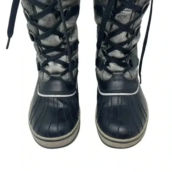 Sorel Distressed Gray Leather Faux Fur Waterproof Winter Snow Boots - Size 7