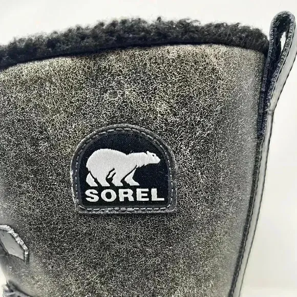 Sorel Distressed Gray Leather Faux Fur Waterproof Winter Snow Boots - Size 7