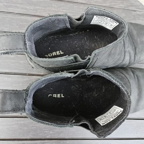 Sorel Emelie Chelsea Short Boots Waterproof Leather Black NL2671-010 Wmns Size 7