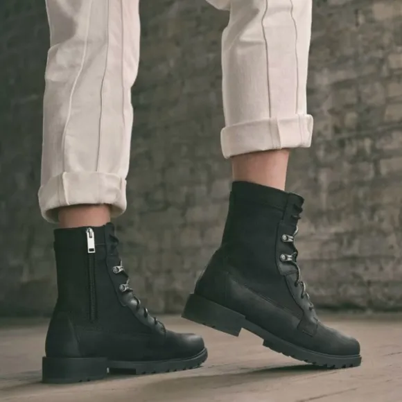 Sorel Emelie ll Combat Military Tall Boots Waterproof Lace Up Gorpcore Like New