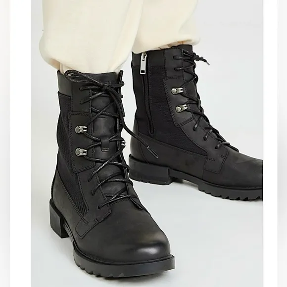 Sorel Emelie ll Combat Military Tall Boots Waterproof Lace Up Gorpcore Like New