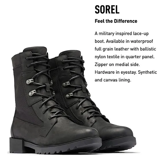 Sorel Emelie ll Combat Military Tall Boots Waterproof Lace Up Gorpcore Like New