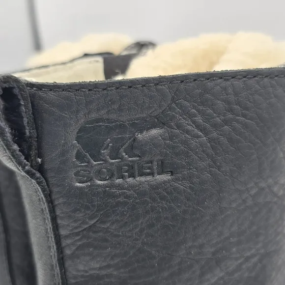 Sorel Emelie Short Lace-Up Cozy Waterproof Leather Boots, Women's 9, Black