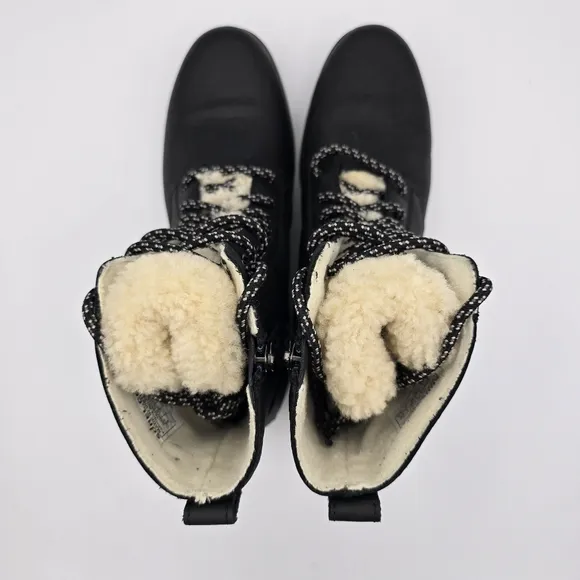 Sorel Emelie Short Lace-Up Cozy Waterproof Leather Boots, Women's 9, Black