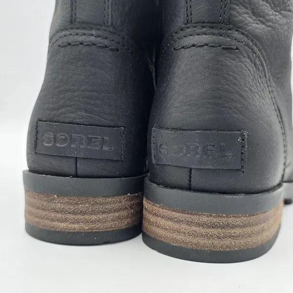Sorel Emelie Short Lace-Up Cozy Waterproof Leather Boots, Women's 9, Black