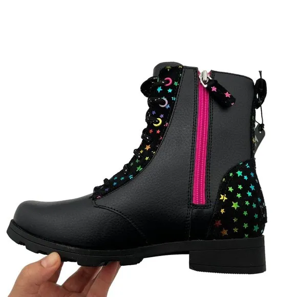 Sorel Emelie Youth Girls Leather Combat Boot Size 5 Black Waterproof Arch Suppor