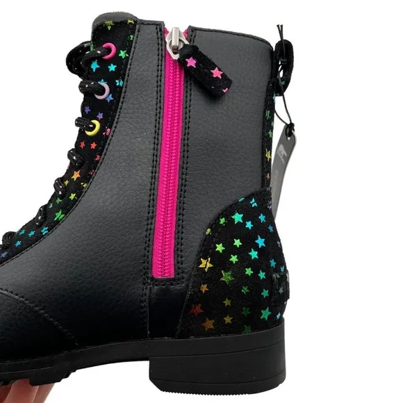 Sorel Emelie Youth Girls Leather Combat Boot Size 5 Black Waterproof Arch Suppor