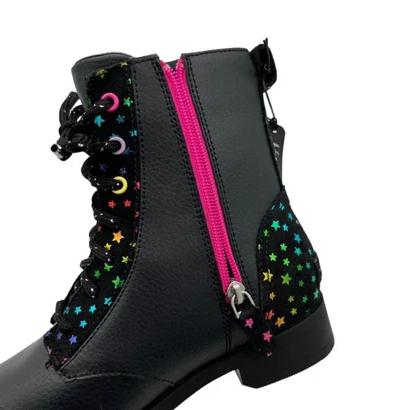 Sorel Emelie Youth Girls Leather Combat Boot Size 5 Black Waterproof Arch Suppor