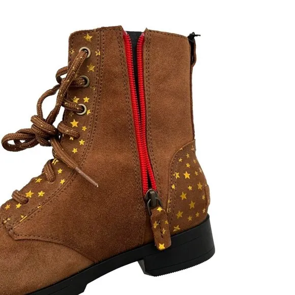 Sorel Emelie Youth Girls Leather Combat Boot Size 5 Brown Waterproof Arch Suppor