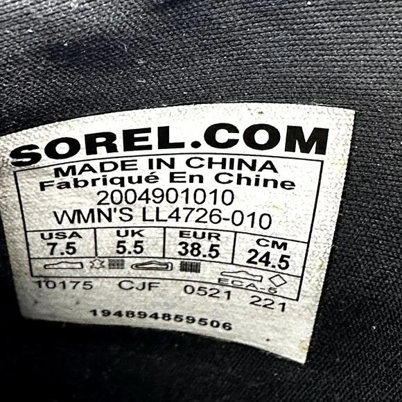 Sorel Evie Zip Ankle Boots Wedge Waterproof Suede Leather Round Toe Black 7.5