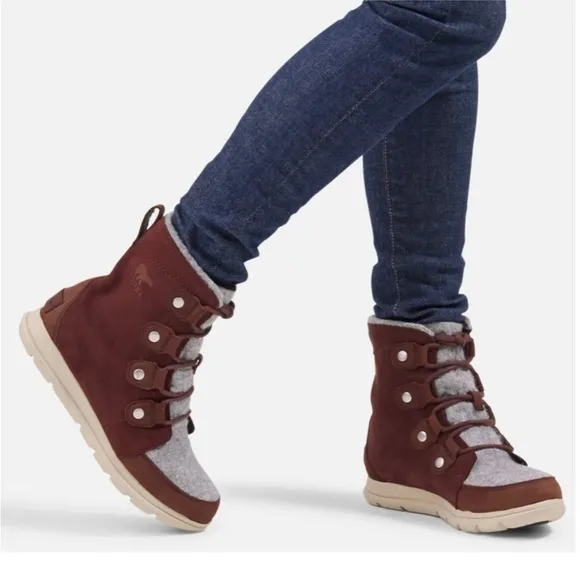 SOREL | Explorer Joan Felt 100g Waterproof Winter Boots in Redwood Size 8.5