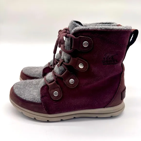 SOREL | Explorer Joan Felt 100g Waterproof Winter Boots in Redwood Size 8.5