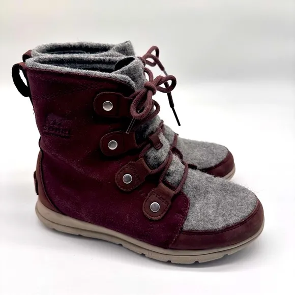 SOREL | Explorer Joan Felt 100g Waterproof Winter Boots in Redwood Size 8.5
