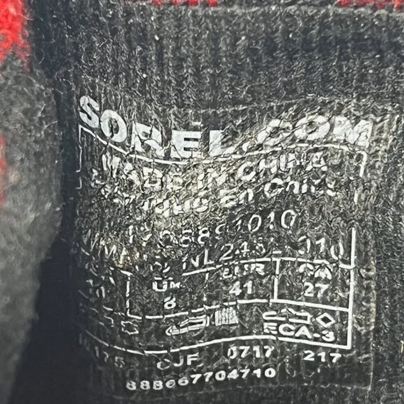 Sorel foldover Major Moto boots 10 red plaid black leather