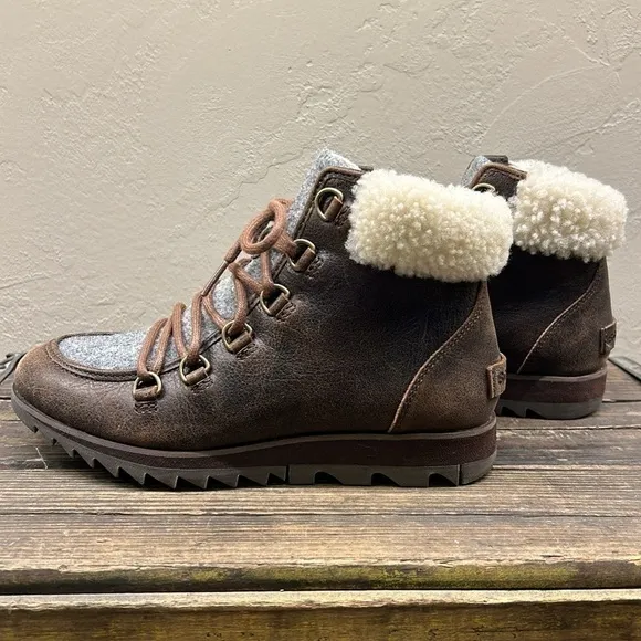 Sorel Harlow Lace Cozy Lined Brown and Gray Size 6 Boots