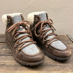 Sorel Harlow Lace Cozy Lined Brown and Gray Size 6 Boots