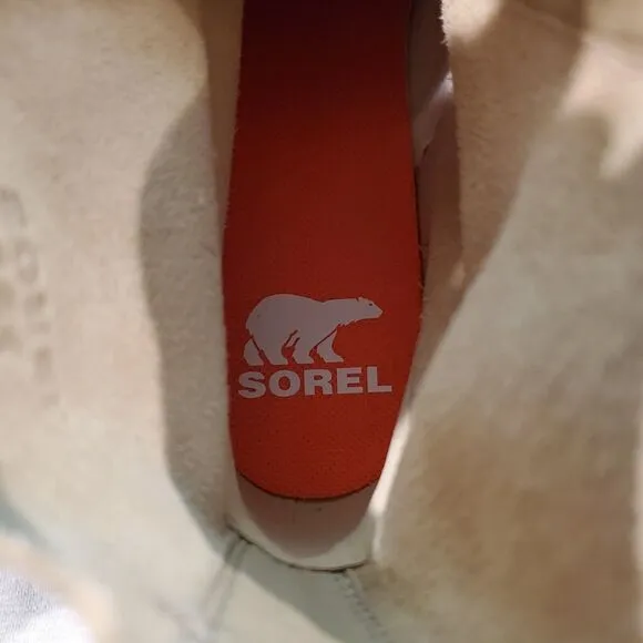 Sorel Hi Line Heeled Womens Size 8 Waterproof Lace Up Boots Suede Cream White