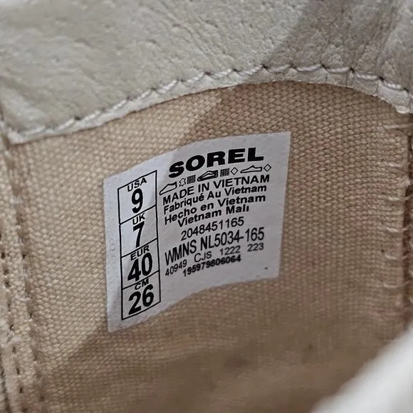 Sorel Joan Now Chelsea Boot Waterproof Bleached Ceramic Cream Leather Size 9