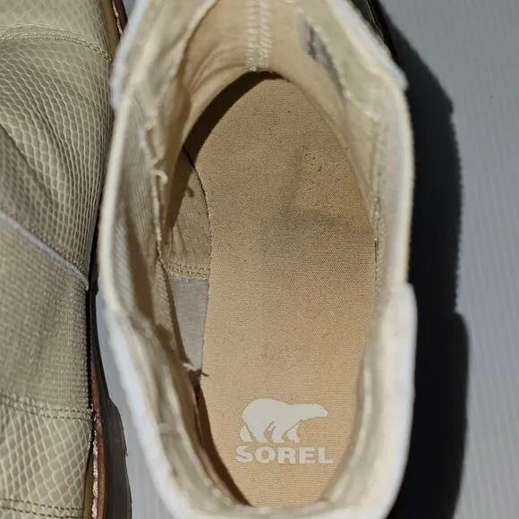 Sorel Joan Now Chelsea Boot Waterproof Bleached Ceramic Cream Leather Size 9