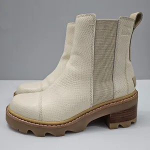 Sorel Joan Now Chelsea Boot Waterproof Bleached Ceramic Cream Leather Size 9