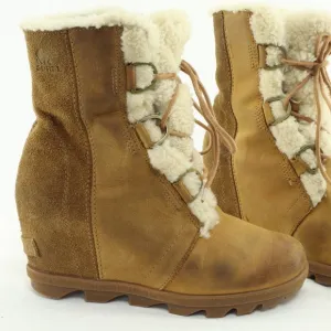 Sorel Joan Of Arctic Shearling Hidden Wedge Lace-up Waterproof Boots • 7.5