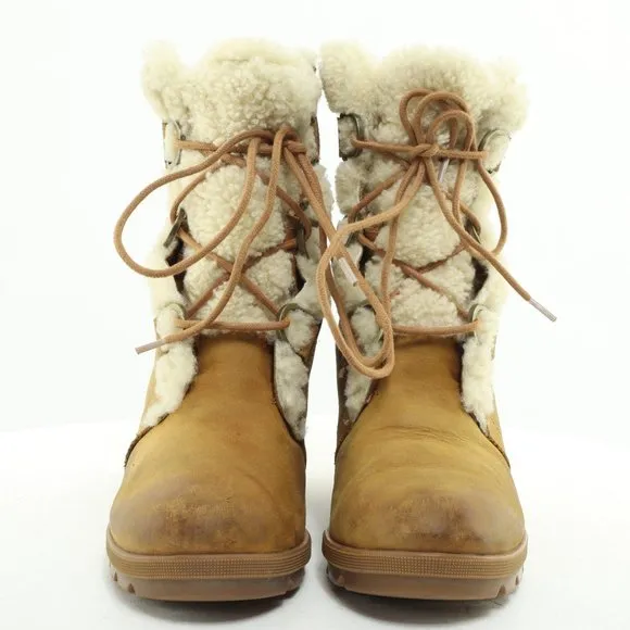 Sorel Joan Of Arctic Shearling Hidden Wedge Lace-up Waterproof Boots • 7.5