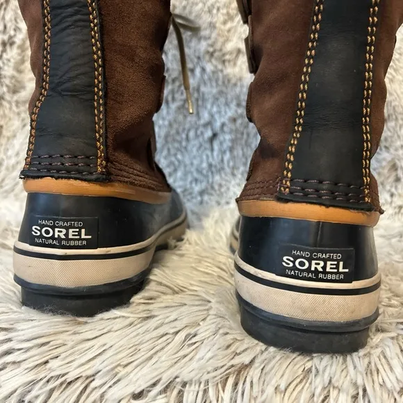 Sorel Joan of Arctic Tall Winter Snow Boots Faux Fur Brown Waterproof Size 8