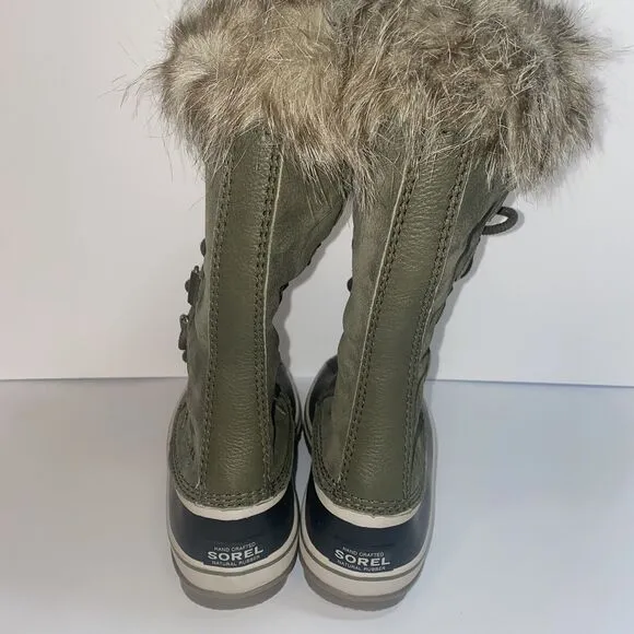 Sorel Joan Of Arctic Waterproof Faux Fur Boots Green/Black NL2429-383 Women Sz 7