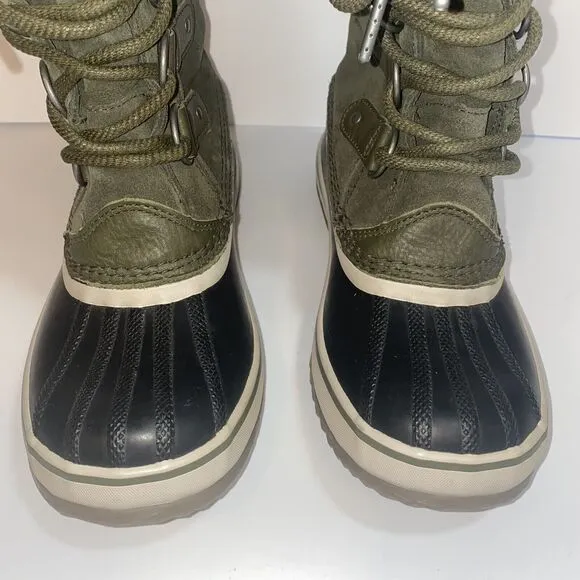 Sorel Joan Of Arctic Waterproof Faux Fur Boots Green/Black NL2429-383 Women Sz 7
