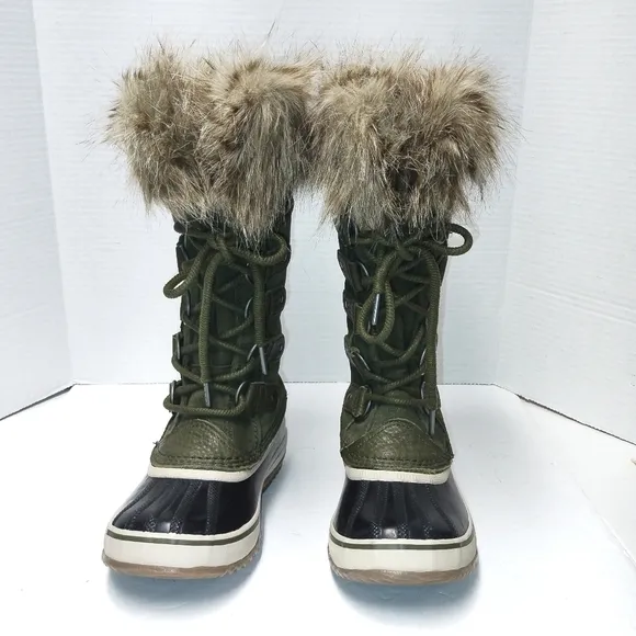 SOREL JOAN OF ARCTIC WATERPROOF  FUR CUFF WOMEN'S green Size: 6