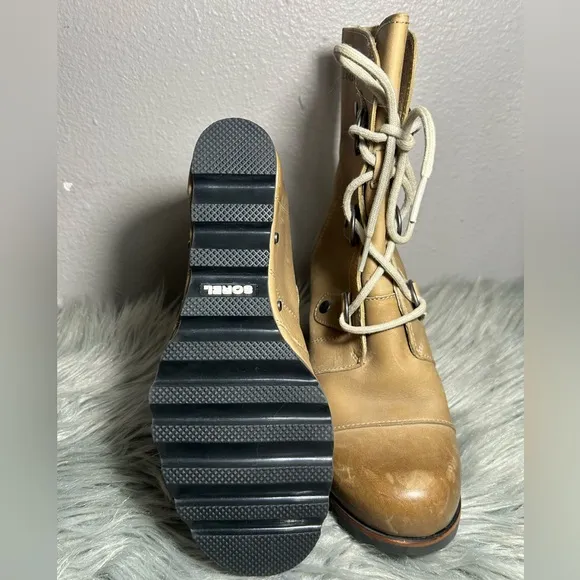 Sorel Joan of Arctic Wedge Dark Fossil Winter Snow Boots Womens Size 7.5
