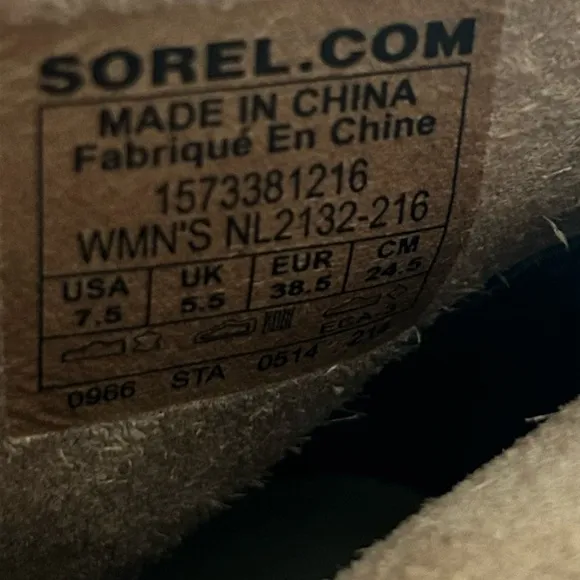 Sorel Joan of Arctic Wedge Dark Fossil Winter Snow Boots Womens Size 7.5