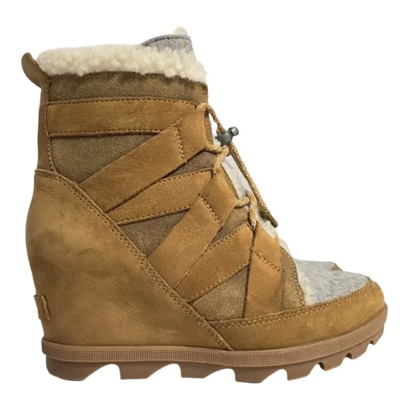 SOREL | Joan Of Arctic Wedge II Cozy Suede Shearling Boots Booties Women’s 7