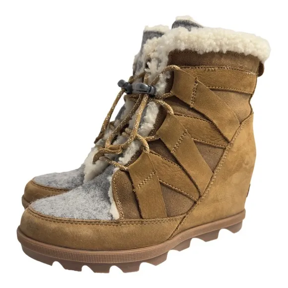 SOREL | Joan Of Arctic Wedge II Cozy Suede Shearling Boots Booties Women’s 7