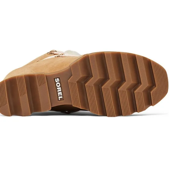 SOREL Joan of Arctic Wedge III Lace Cozy in tan/gum suede leather. New in box!