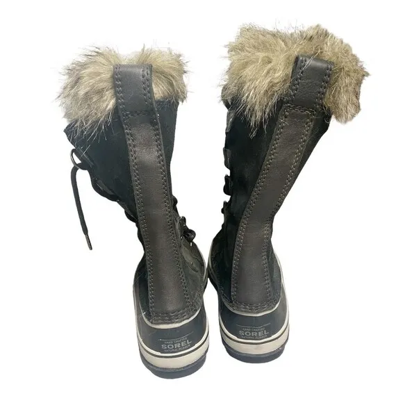 Sorel Joan of Arctic Womens Faux Fur Winter Tall Boots Size 7 Black