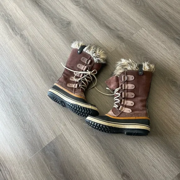 Sorel Joan of Artic Faux Fur Long Lace Up Boots Waterproof