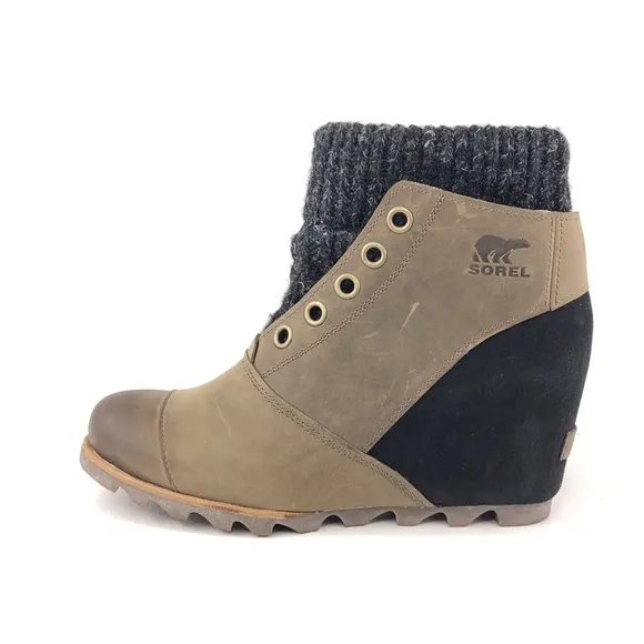 Sorel Joanie Sweater Wedge Ankle Boots 10