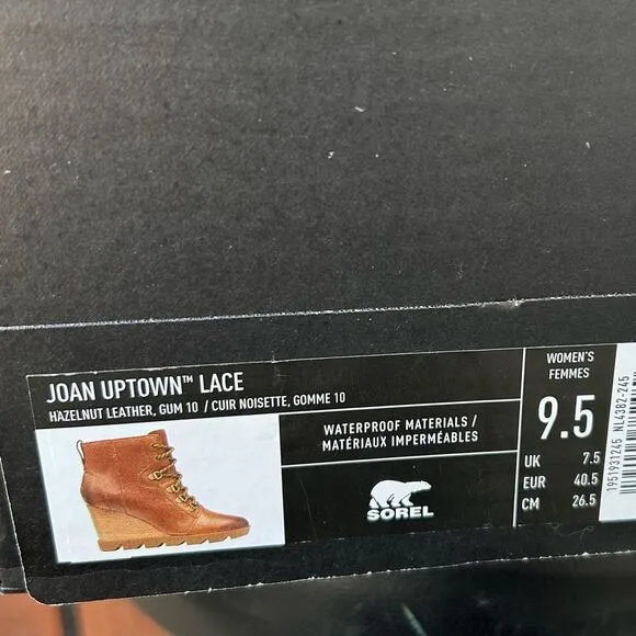Sorel Joan Uptown Lace-Up Wedge Boot size 9.5 NIB Hazelnut gum