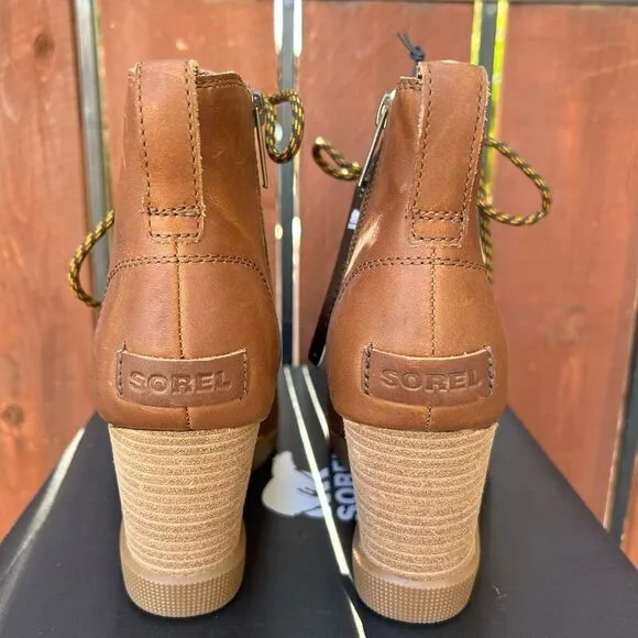 Sorel Joan Uptown Lace-Up Wedge Boot size 9.5 NIB Hazelnut gum